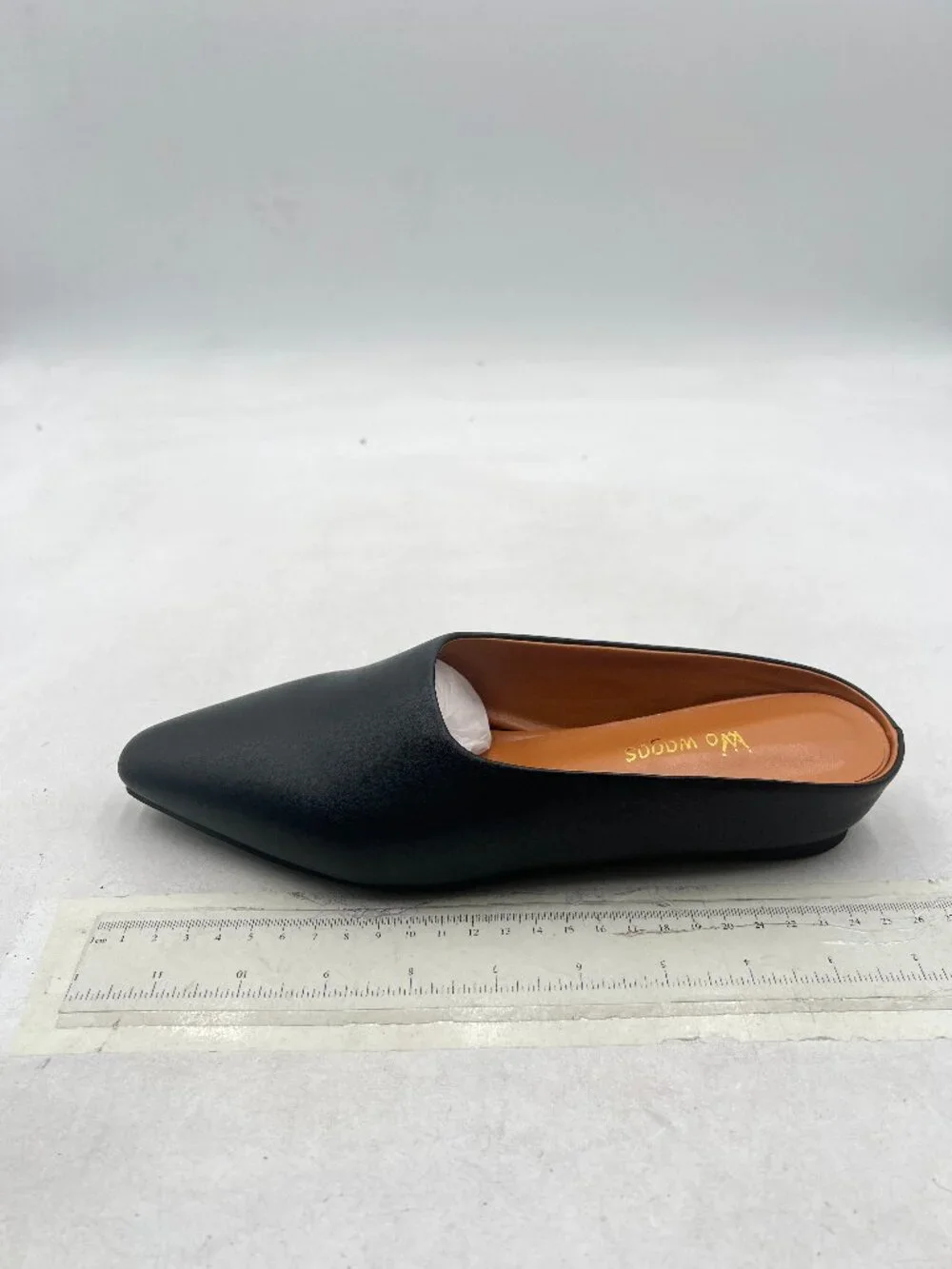 Wo Wagas Black Mules Low Wedges Heels Slipper Squared Toe Slip On Shoes Indoor - Picture 2 of 8